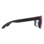 Photo of the Oakley Holbrook OO9102-36 from the front left, showing the red rivets and the inside of the iridium lens