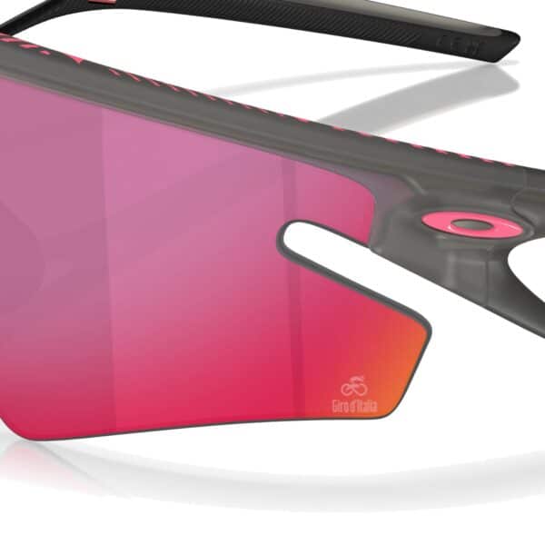 Close-up of the custom Giro d'Italia etch on the Oakley Sphaera Slash Prizm Road lens