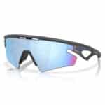 Oakley Sphaera Slash sunglasses, Matte Carbon frame with Prizm Deep Water Polarized lens, three-quarter view