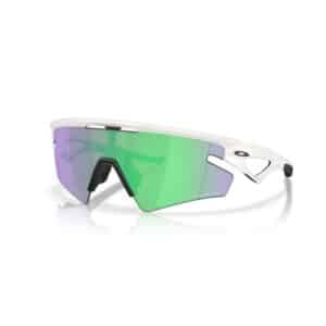 Oakley Sphaera Slash sunglasses, Matte Vapor frame with Prizm Road Jade lens, three-quarter view