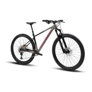 Polygon Xtrada 6 hardtail mountain bike in Charcoal Black, front three-quarter view