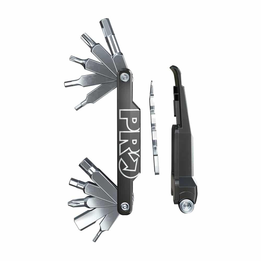 PRO Performance 22F Mini Tool – Open PRO Performance 22-function mini tool opened with chain tool and tyre lever