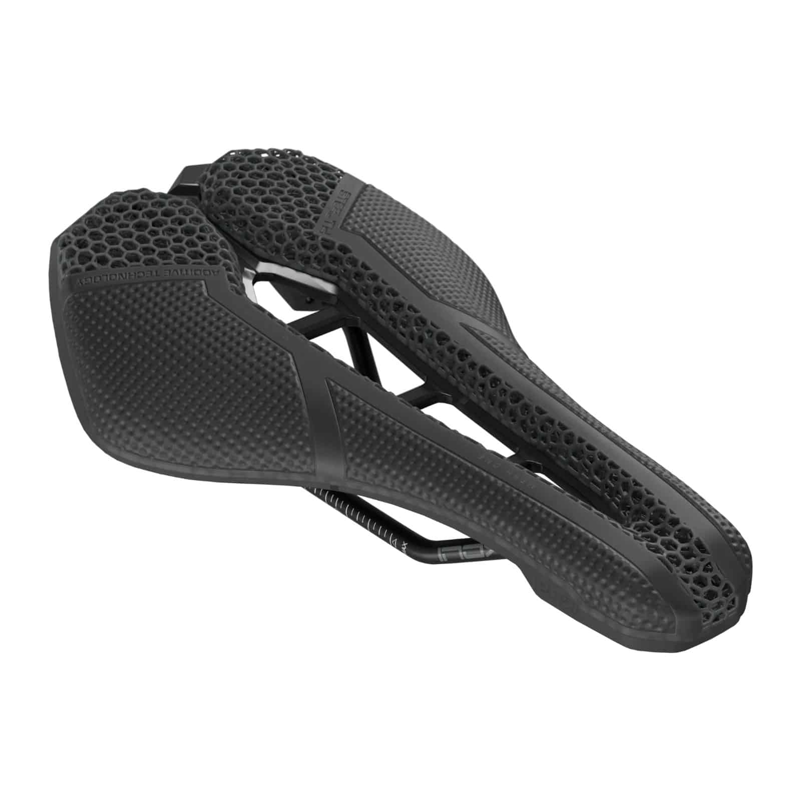 PRO Stealth 3D Performance Saddle – Angle PRO Stealth 3D Performance road saddle with 3D-printed padding and stainless rails, three-quarter view