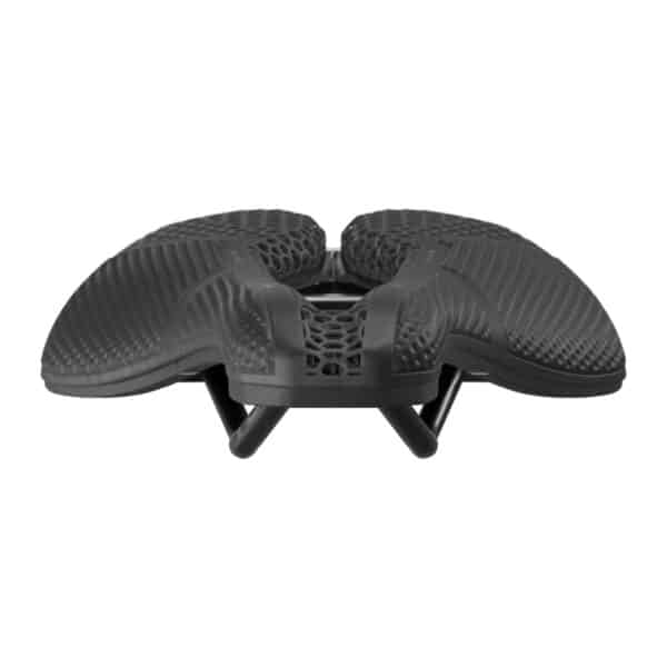 PRO Stealth 3D Performance saddle from behind, short wide-nosed shape