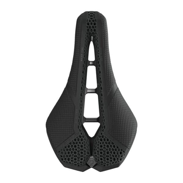 PRO Stealth 3D Performance saddle from above with anatomic cut-out and 3D-printed padding