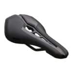 PRO Stealth Curved Team carbon-rail road saddle with rounded rear, three-quarter view