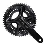 Shimano 105 FC-R7100 12-speed Hollowtech II crankset, drive side with black anodised crank arm and chainrings