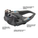 Shimano PD-R7000 features: extra-wide platform, stainless steel body plate, carbon-composite body, adjustable entry and release tension