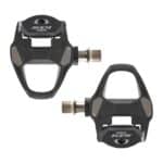 Shimano 105 PD-R7000 pedals from above, showing the wide platform and stainless steel body plate