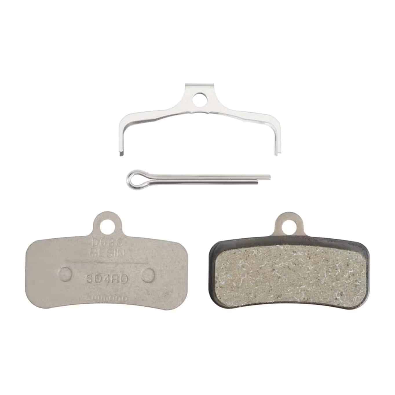 Shimano D03S-RX Resin Disc Brake Pads Shimano D03S resin disc brake pads with spring and split pin, for 4-piston MTB brakes