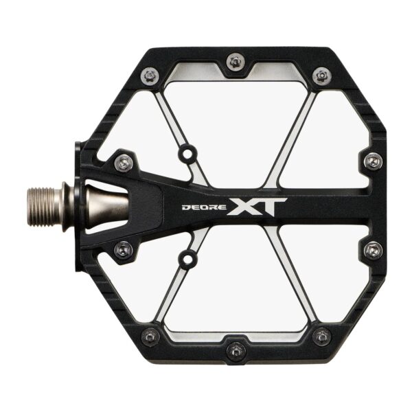Shimano Deore XT PD-M8240 flat pedal from above, 112 x 109 mm platform
