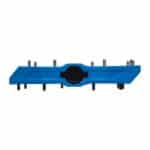 Shimano PD-GR400 blue flat pedal side profile, thin resin body