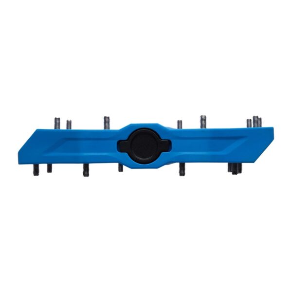 Shimano PD-GR400 blue flat pedal side profile, thin resin body