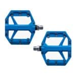 Shimano PD-GR400 blue flat pedals from above, nine pins per side