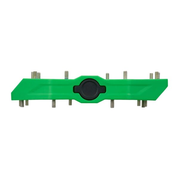 Shimano PD-GR400 green flat pedal side profile, thin resin body