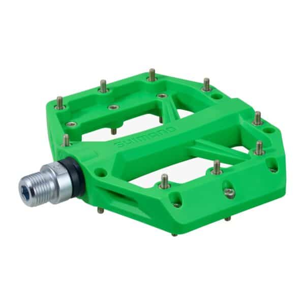 Single Shimano PD-GR400 green flat pedal with chromoly spindle