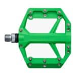 Shimano PD-GR400 green flat pedal from above, nine removable pins