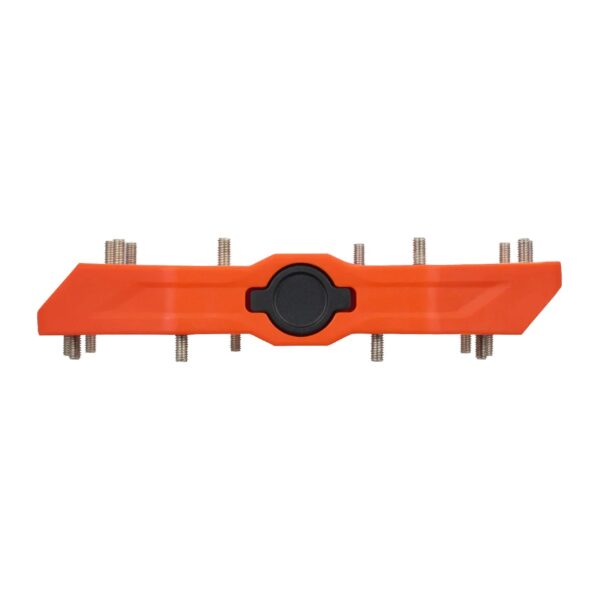 Shimano PD-GR400 orange flat pedal side profile, thin resin body