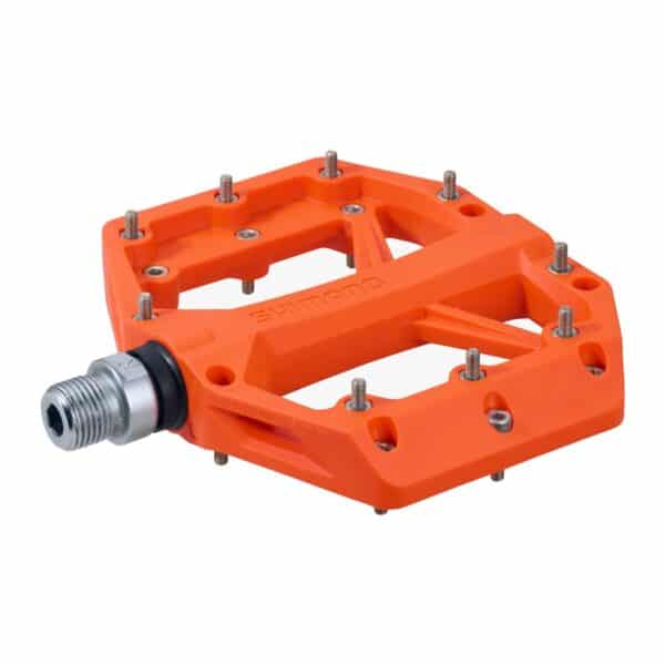 Single Shimano PD-GR400 orange flat pedal with chromoly spindle