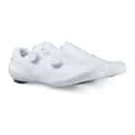 Pair of white Shimano S-PHYRE SH-RC910 road shoes, three-quarter view