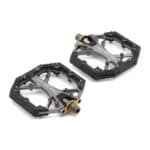 Pair of Shimano Saint PD-G8040 flat pedals with concave platform and pins