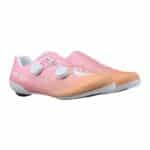 Pair of peach Shimano SH-RC810 road shoes, three-quarter view