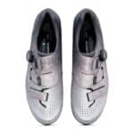 Shimano SH-RX801 gravel shoes from above, BOA Li2 dial and forefoot strap