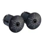Black Supacaz Star Plugz bar end plugs included with the White bar tape