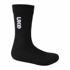 UKE LingJun cycling socks in black with white UKE logo