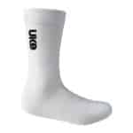 UKE LingJun cycling socks in white with black UKE logo