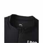 UKE RC200 cycling jersey collar with YKK zip and printed size label, Black