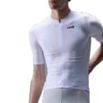 UKE RC200 men’s short-sleeve cycling jersey in White, front view on model