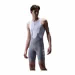 UKE RP400 men's bib shorts in Silver Moon grey, worn by a model, front view