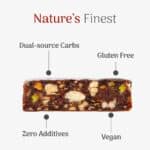 Cross-section of the Veloforte Di Bosco bar: dual-source carbs, gluten free, vegan, zero additives